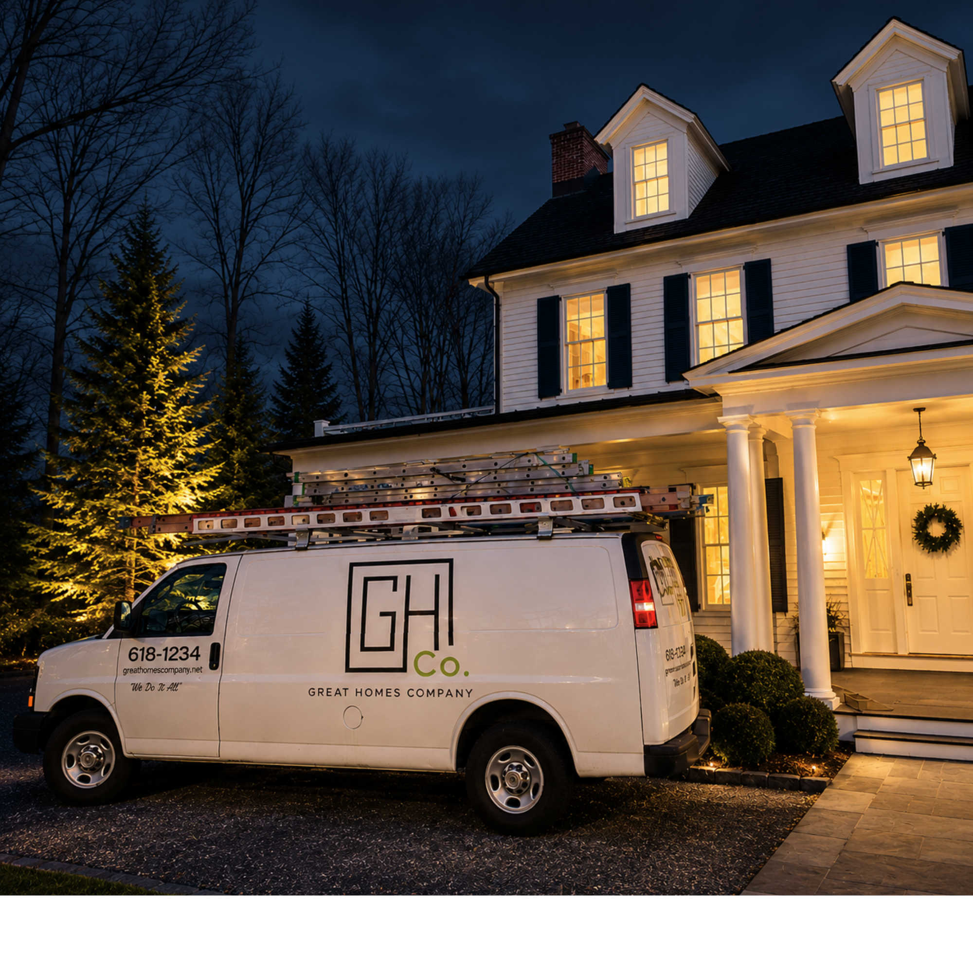 GH Co. service vehicle outside a managed home
